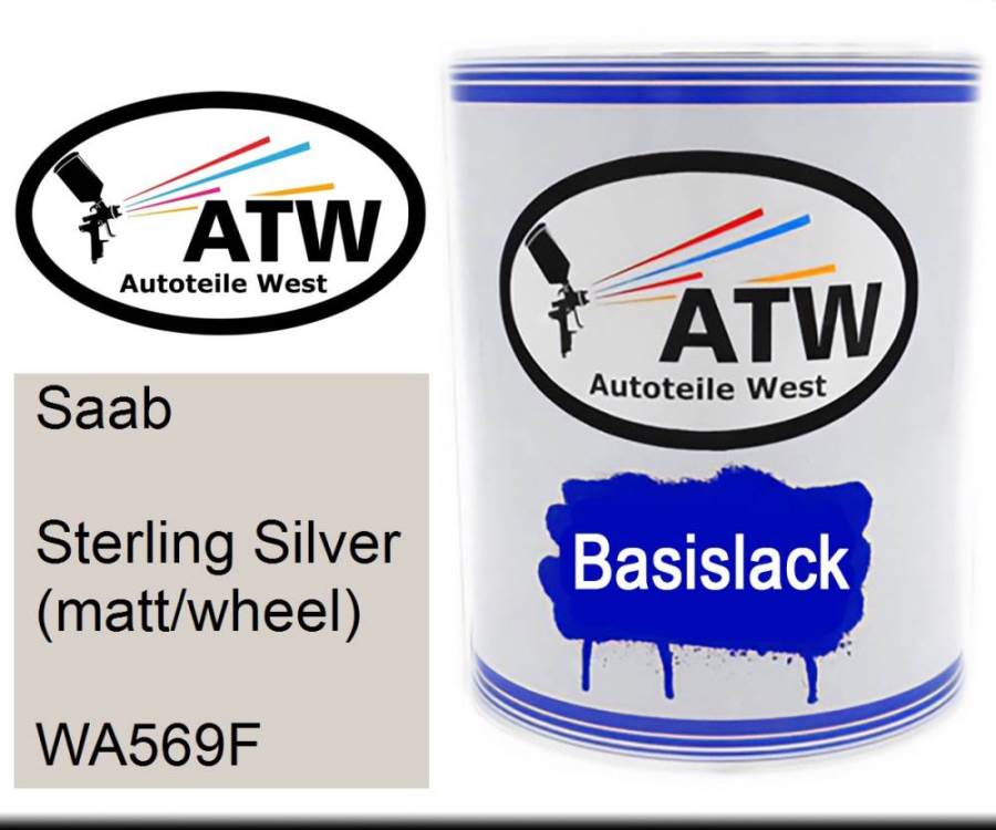 Saab, Sterling Silver (matt/wheel), WA569F: 1L Lackdose, von ATW Autoteile West.